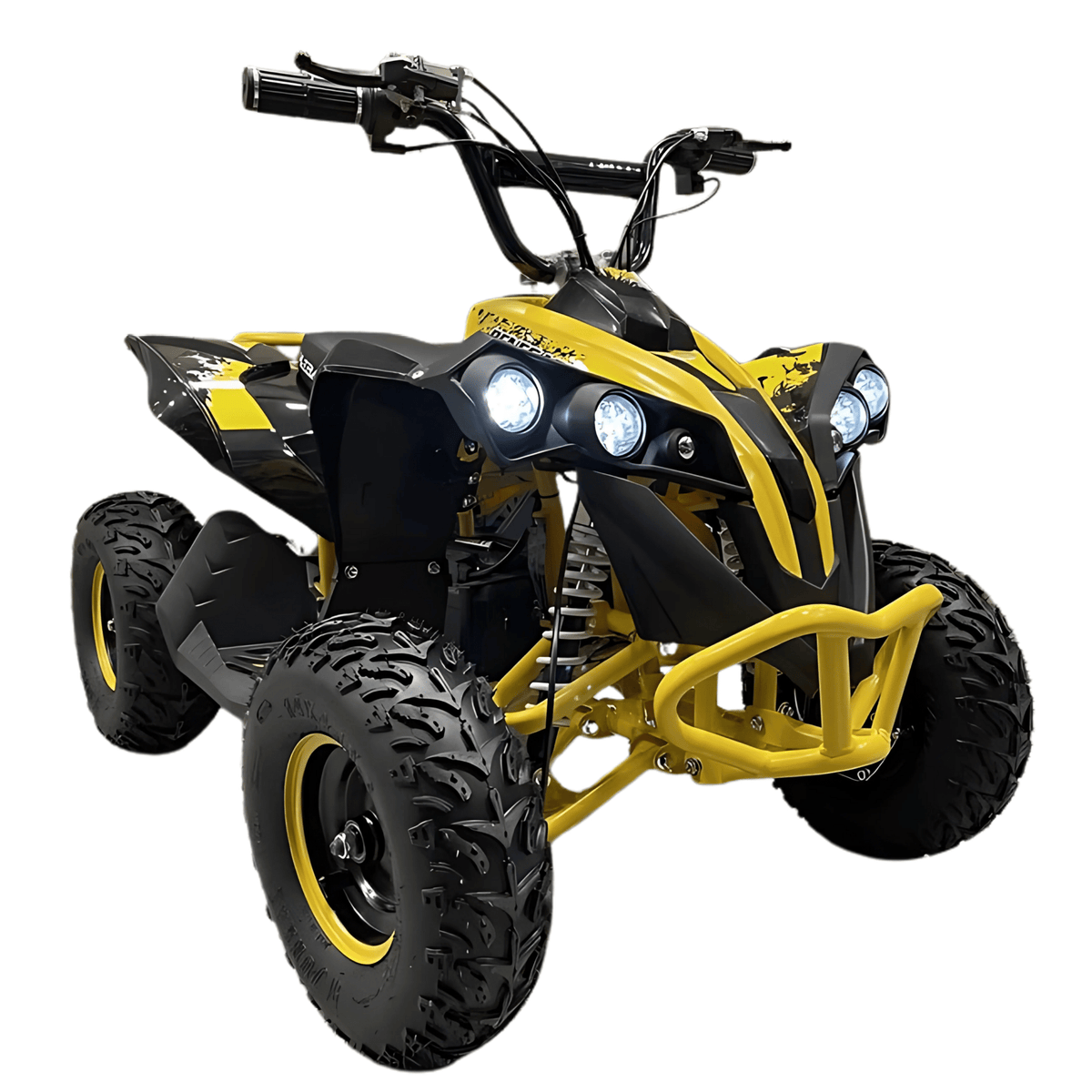 Elektro-Kinderquad – Gelb – Ansicht schräg von vorne