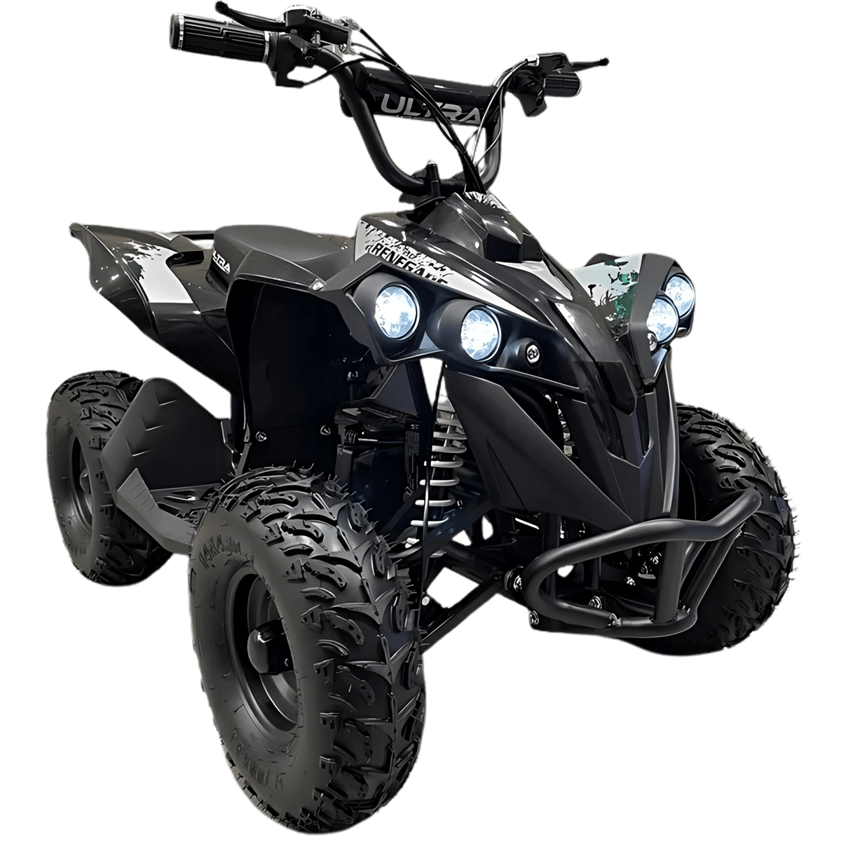 Elektro-Kinderquad – Schwarz – Ansicht schräg von vorne