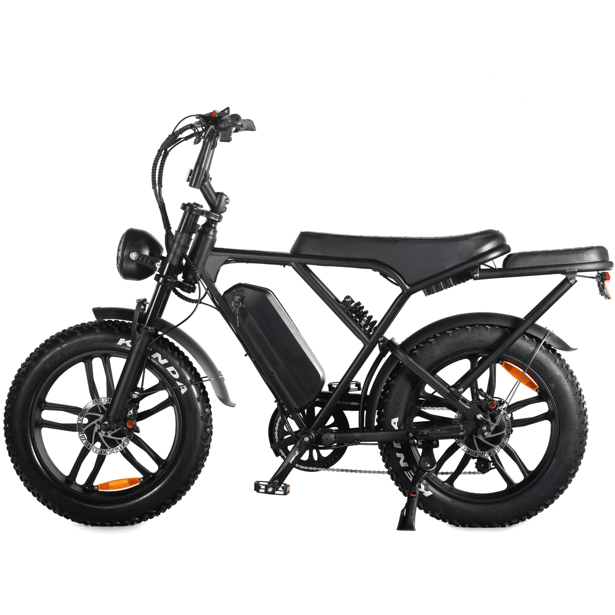 OUXI H9 E-Fatbike mit Sitz – Grau – Seitenansicht von links