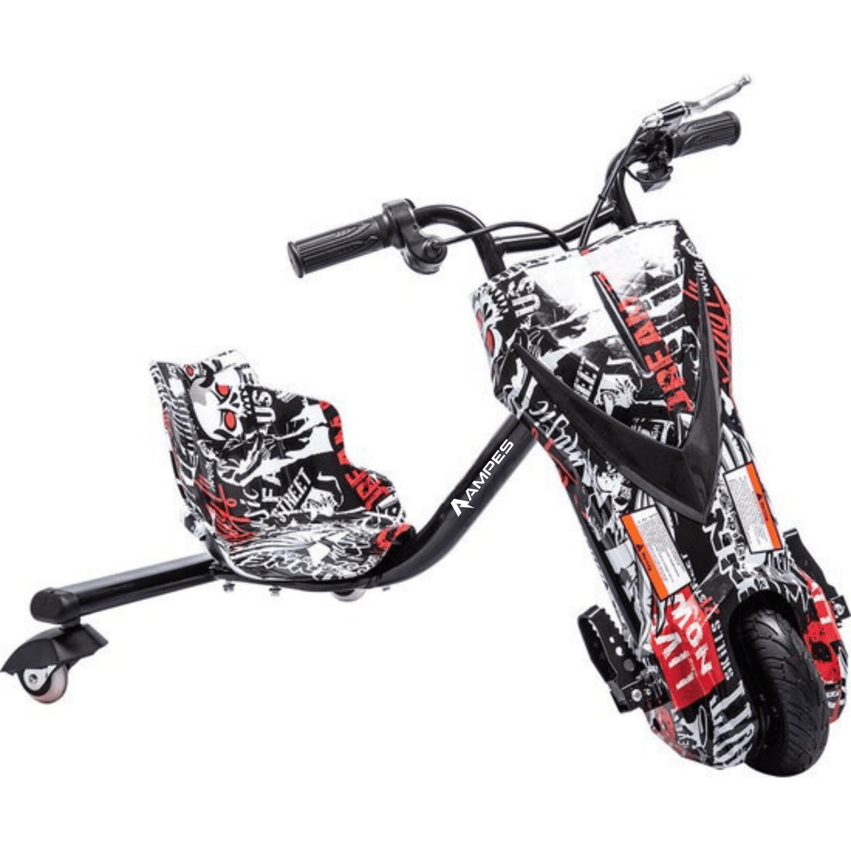 Ampes Elektro Drift Trike Camo Rosa – Design Graffiti Grey, Gesamtansicht