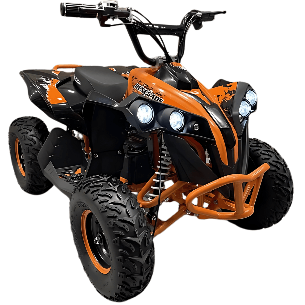 Elektro-Kinderquad – Orange – Ansicht schräg von vorne