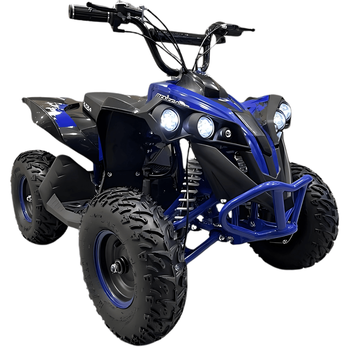 Elektro-Kinderquad – Blau – Ansicht schräg von vorne