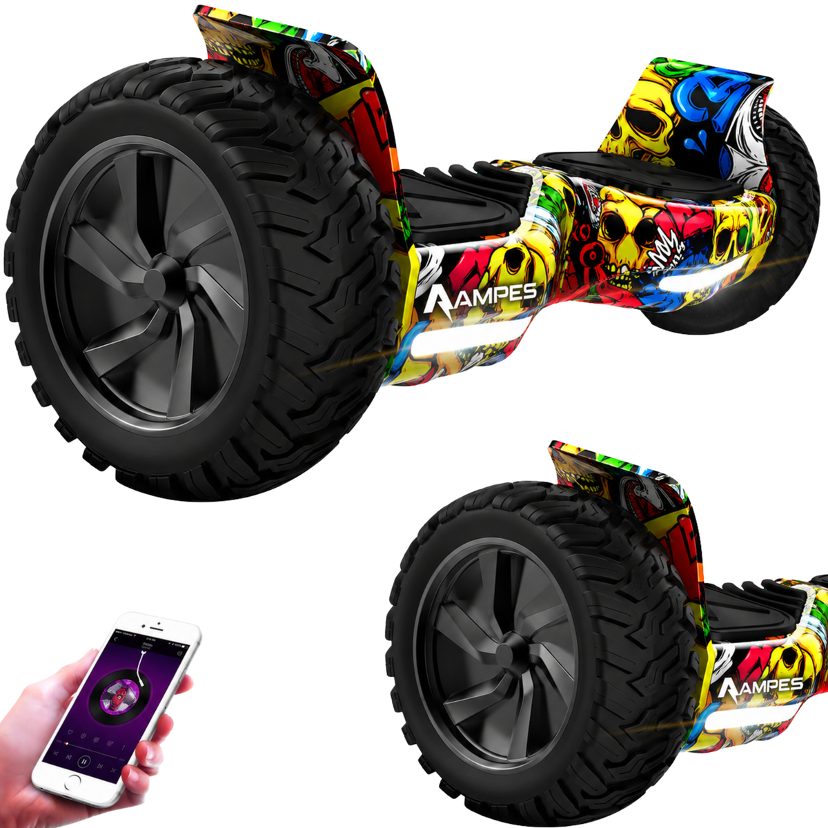 Ampes Offroad-Hoverboard 8,5 Zoll Hiphop – Hauptansicht mit Offroad-Luftreifen