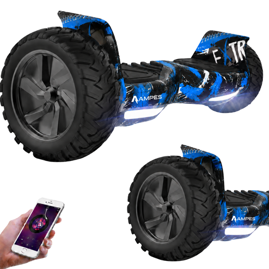 Ampes Offroad-Hoverboard 8,5 Zoll Graffiti Blau – Hauptansicht mit Offroad-Luftreifen
