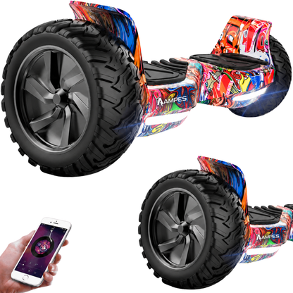 Ampes Offroad-Hoverboard 8,5 Zoll Graffiti – Hauptansicht mit Offroad-Luftreifen