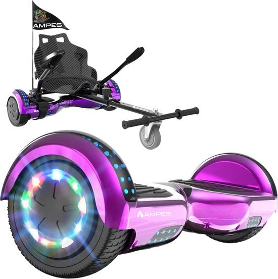 Ampes Hoverboard - Chroom Paars + Hoverkart