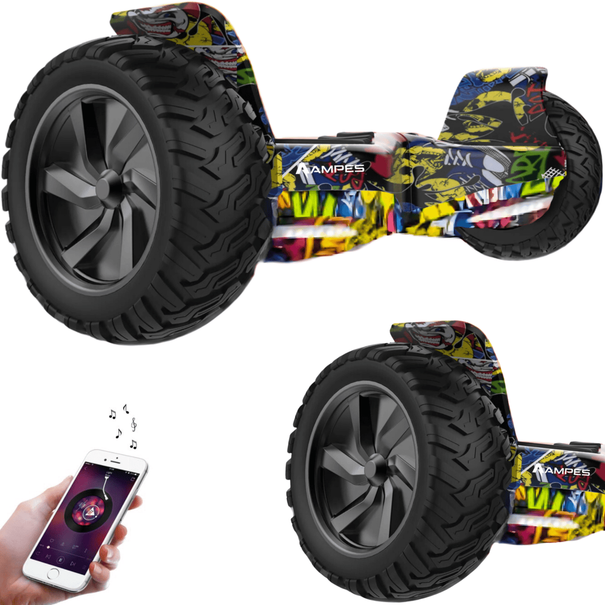 Ampes Offroad-Hoverboard 8,5 Zoll Graffiti Blau – Design Hiphop