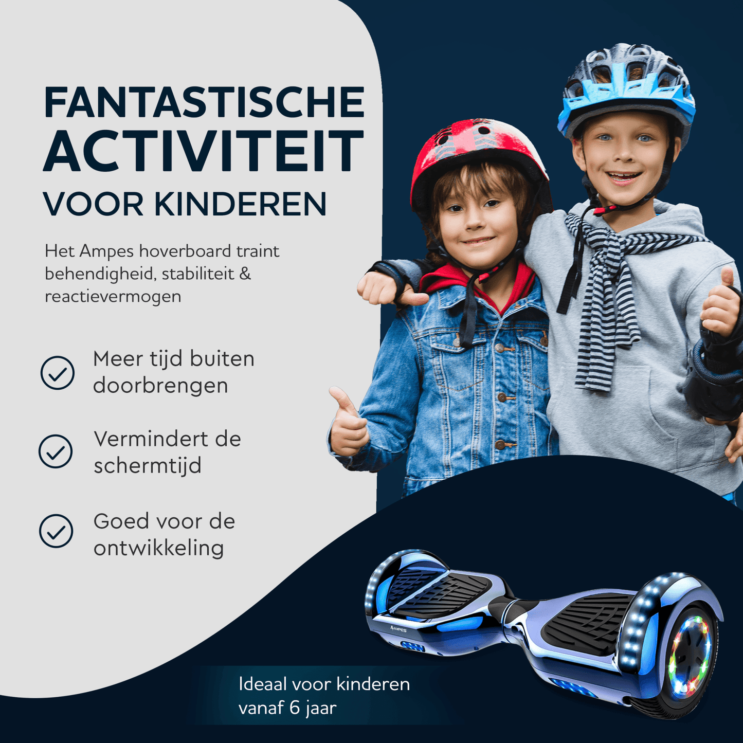 Ampes Hoverboard 6,5 inch blauw voor kinderen