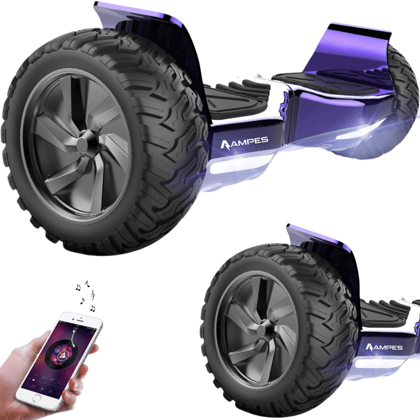 Off Road Hoverboard - Ampes - Chroom Paars