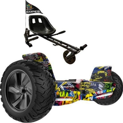 Ampes Offroad-Hoverboard mit Sitz – Chrom Lila + Hoverkart mit Federung – Variante Hiphop