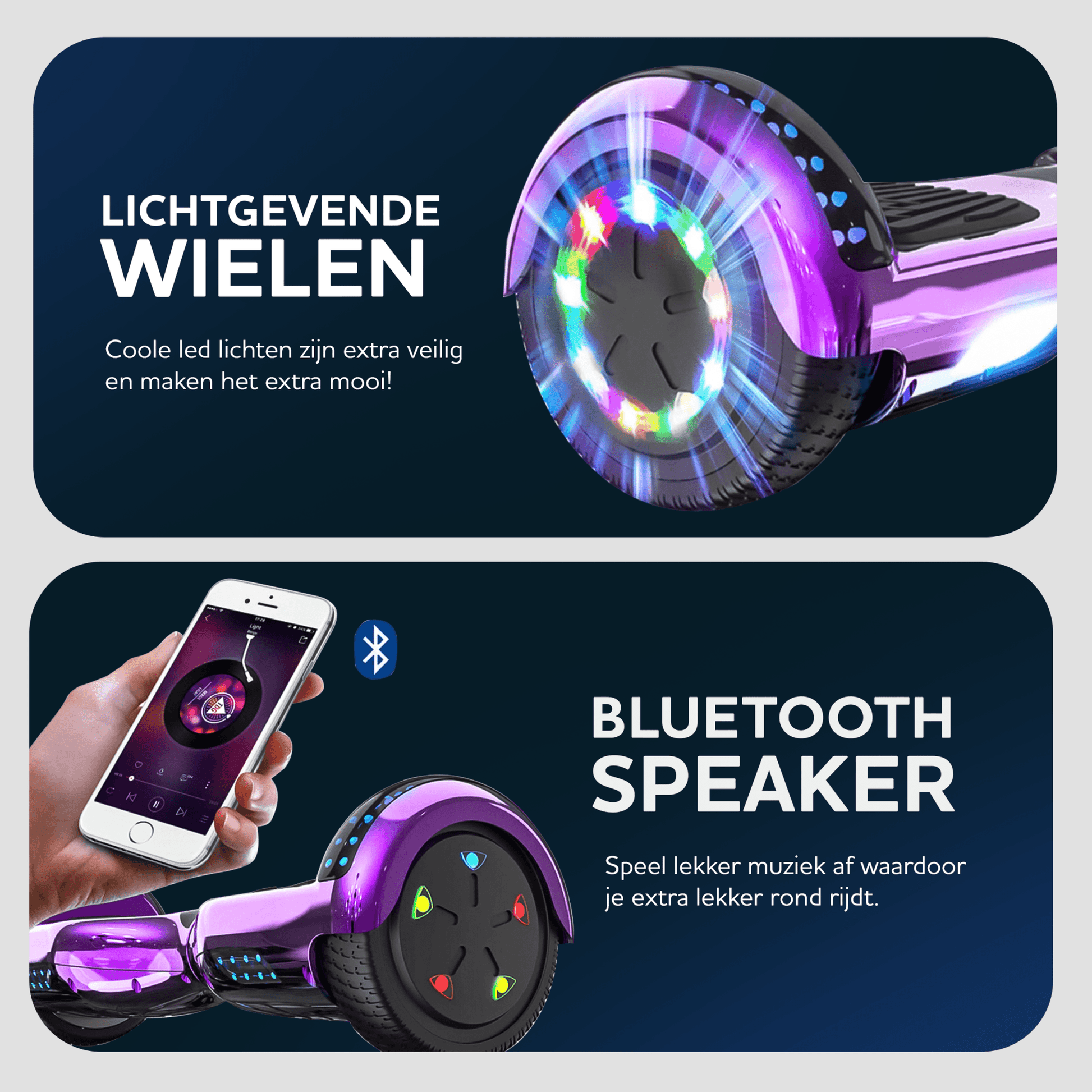 Ampes Hoverboard - Paars Lichtgevende wielen en bluetooth speaker