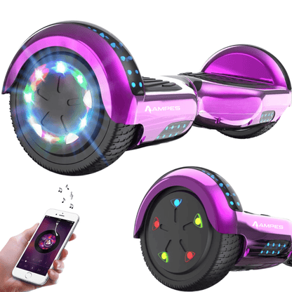 Ampes Hoverboard 6,5 Zoll Chrom Rosa – Hauptansicht mit LED-Beleuchtung