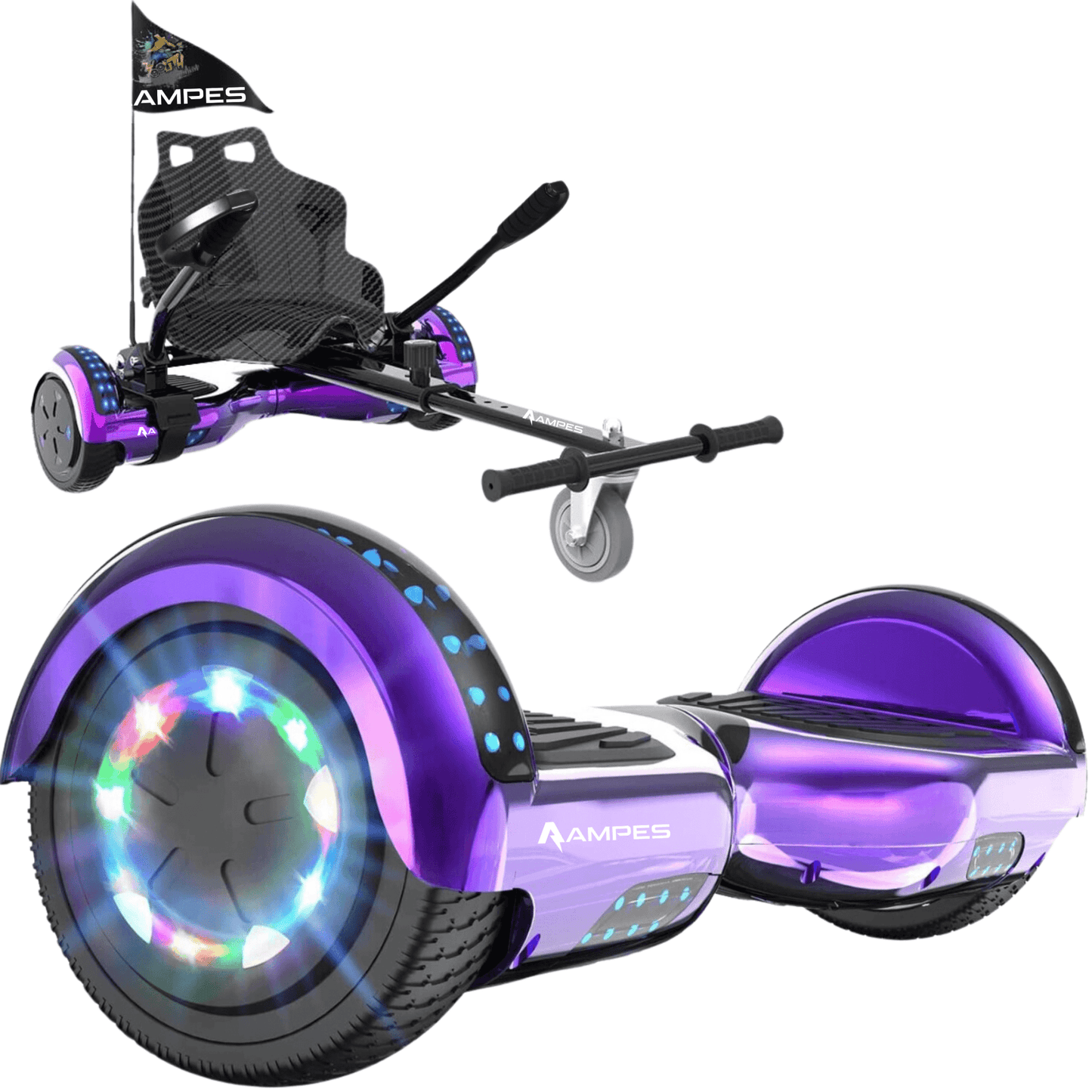 Ampes Hoverboard 6,5 inch - Chroom Paars + Hoverkart