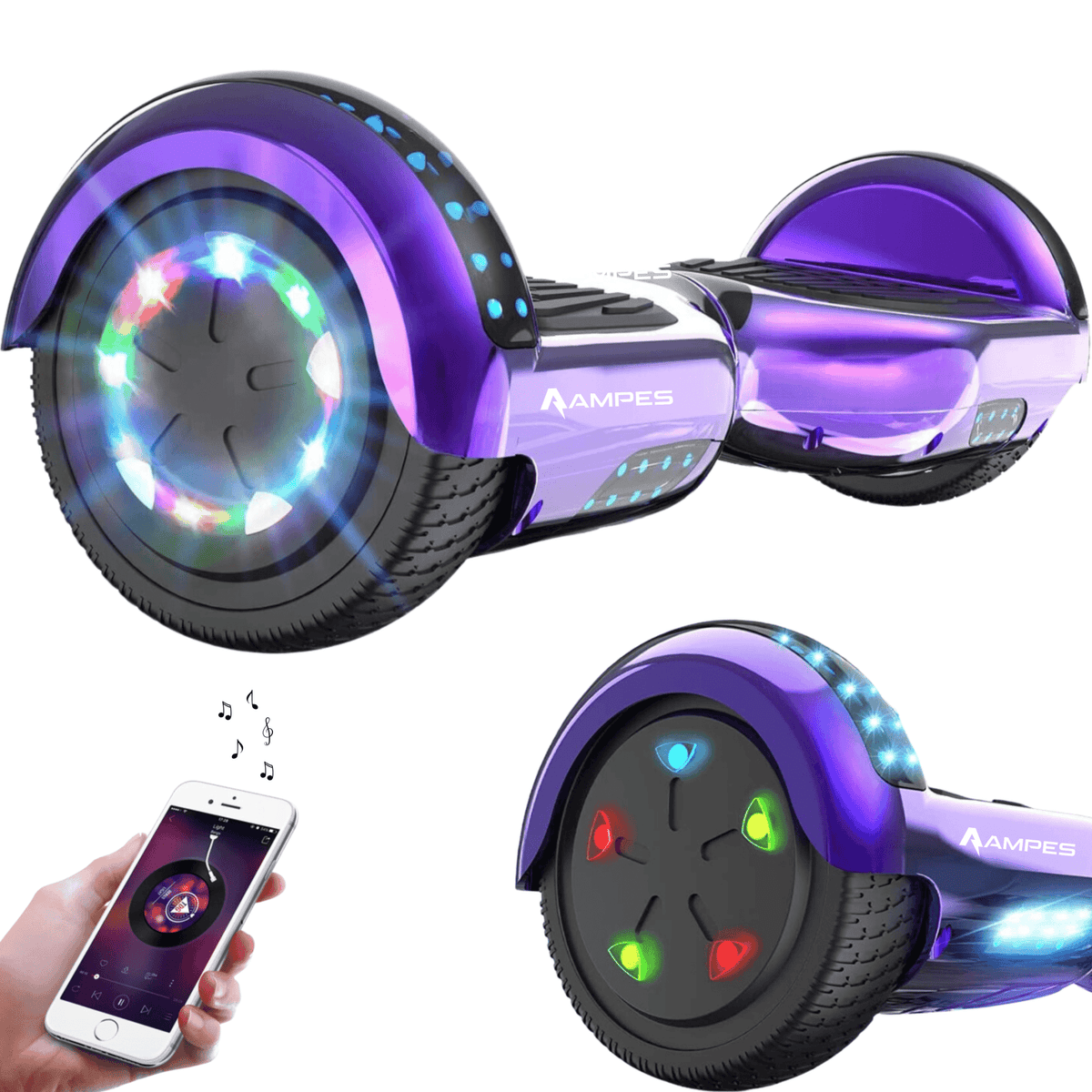 Ampes Hoverboard 6,5 Zoll – Farbvariante Chrom Lila