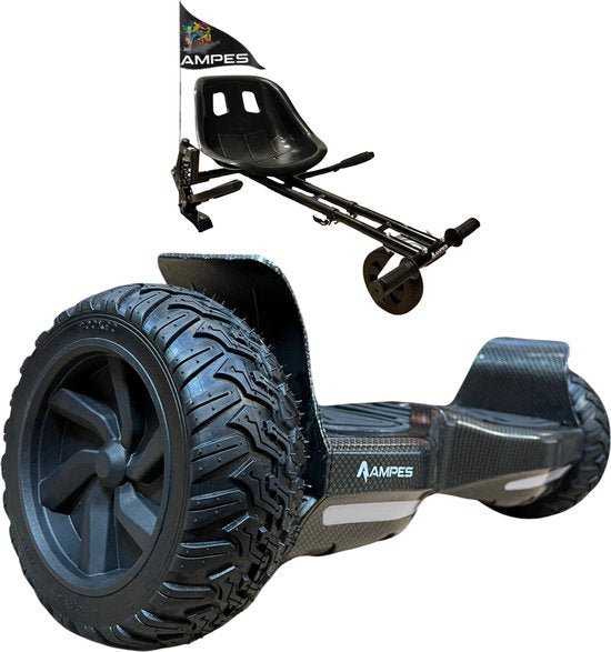 Ampes Offroad-Hoverboard mit Sitz – Camouflage + Hoverkart mit Federung – Variante Carbon