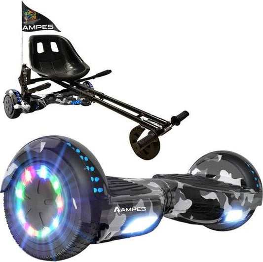 Ampes Hoverboard mit Sitz – Camouflage + Hoverkart mit Federung – Farbvariante Camouflage