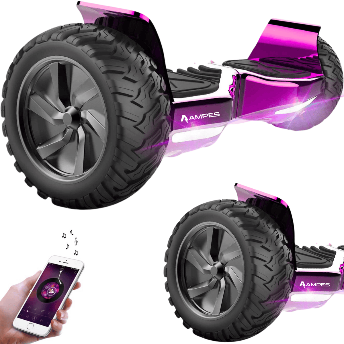 Ampes Offroad-Hoverboard 8,5 Zoll Chrom Blau – Design Chrom Rosa