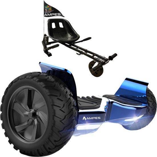 Ampes Offroad-Hoverboard mit Sitz – Camouflage + Hoverkart mit Federung – Variante Blau